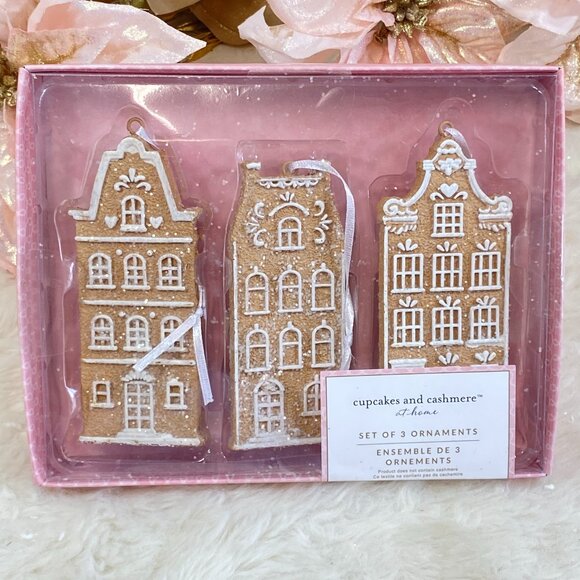Cupcakes & Cashmere Gingerbread House Ornaments Set Of 6 Christmas Tree New - Picture 2 of 5